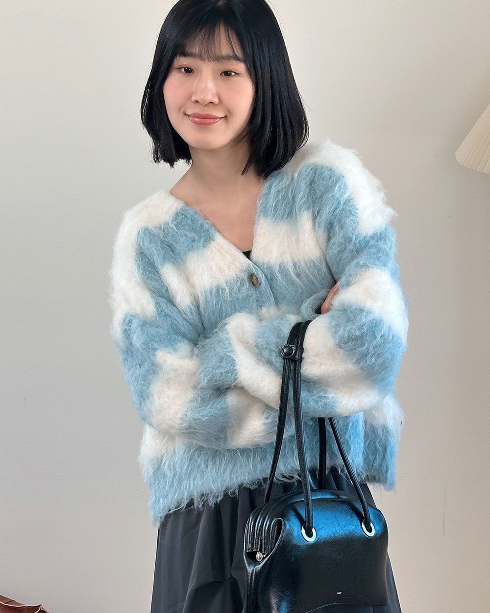 鬆軟條紋開襟外套