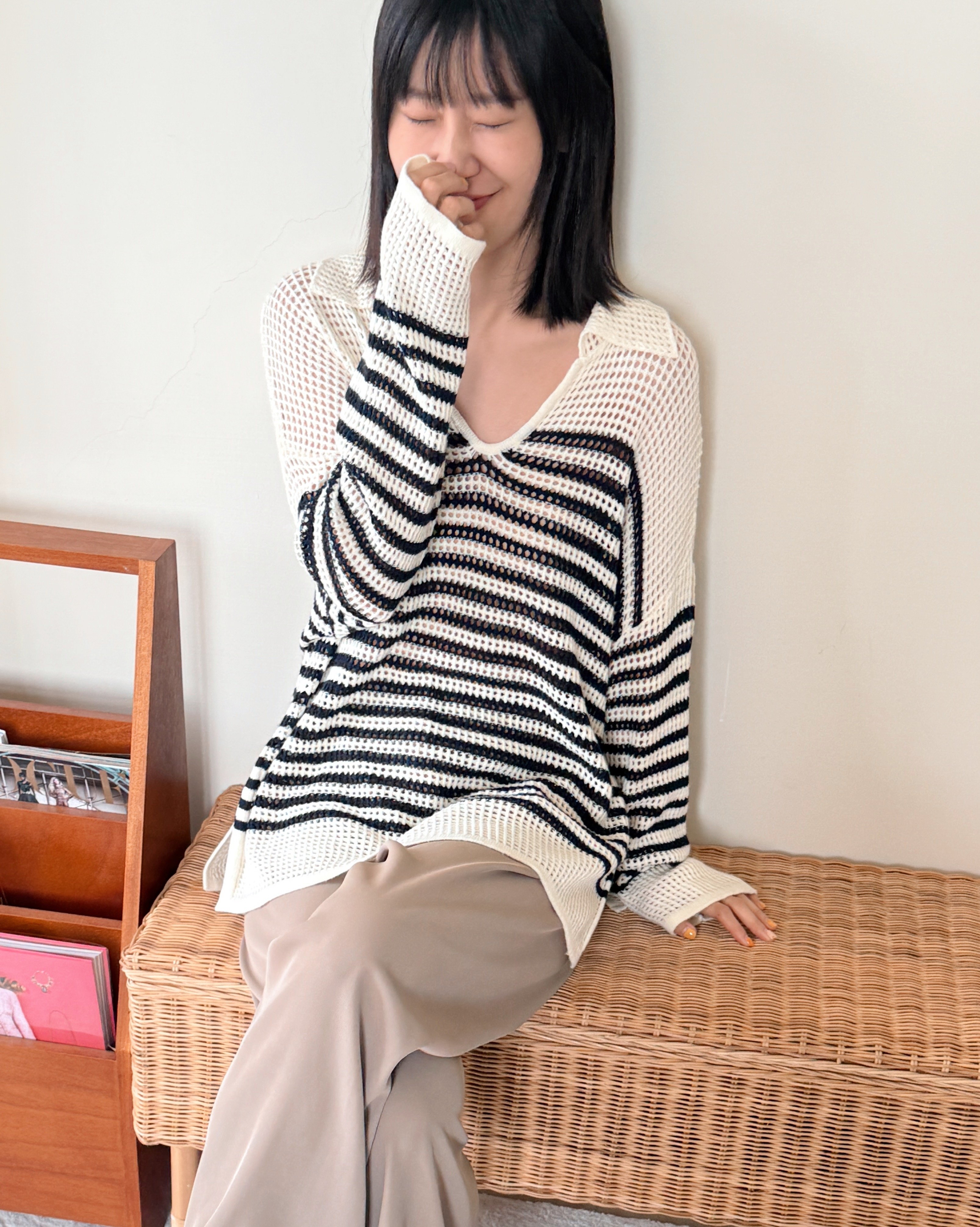 witharch法式條紋針織衫