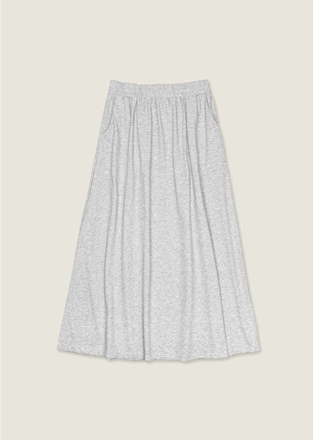 棉質微柔口袋長裙-花灰