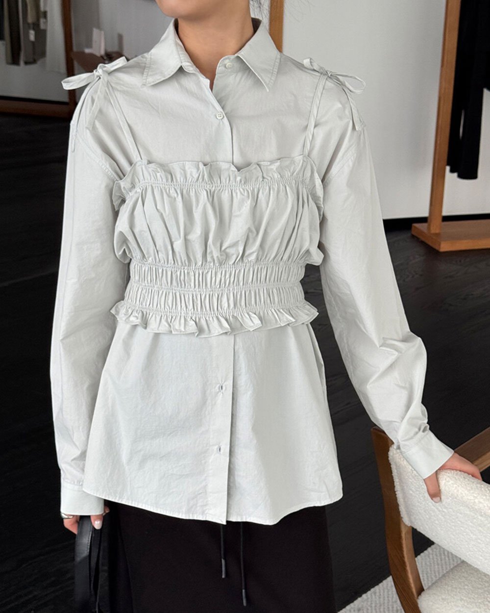 時髦層次襯衫套裝