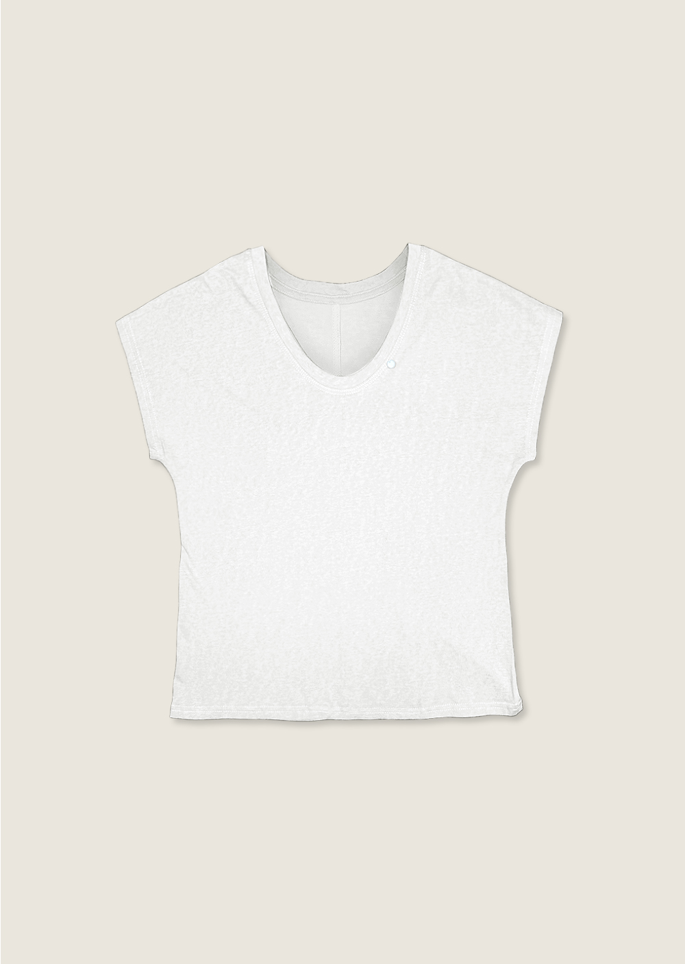 天絲亞麻U領Tee-白