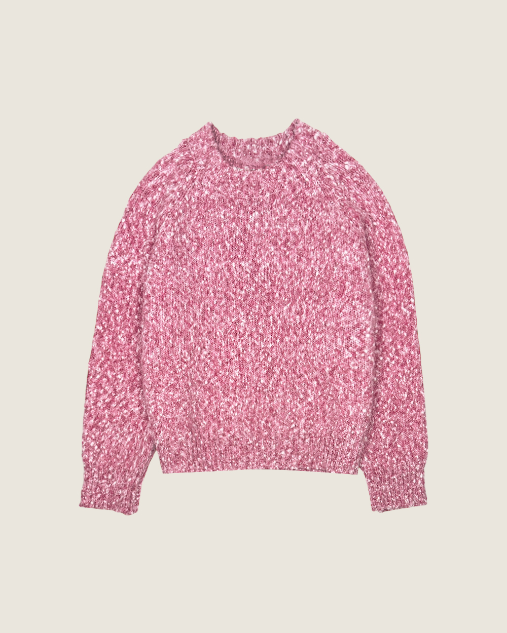 紋理色彩拉格蘭毛衣-莓粉