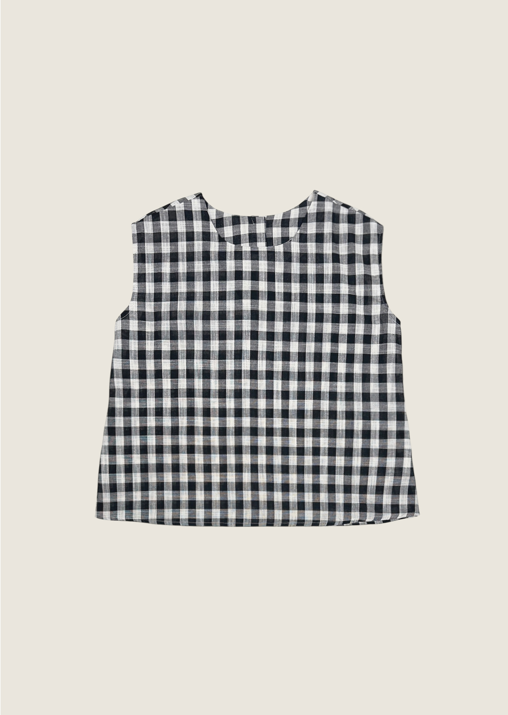 優雅格紋半袖上衣