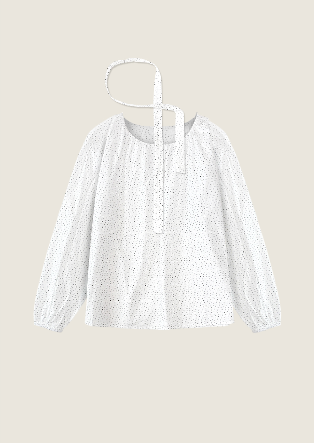 法式波點綁帶上衣