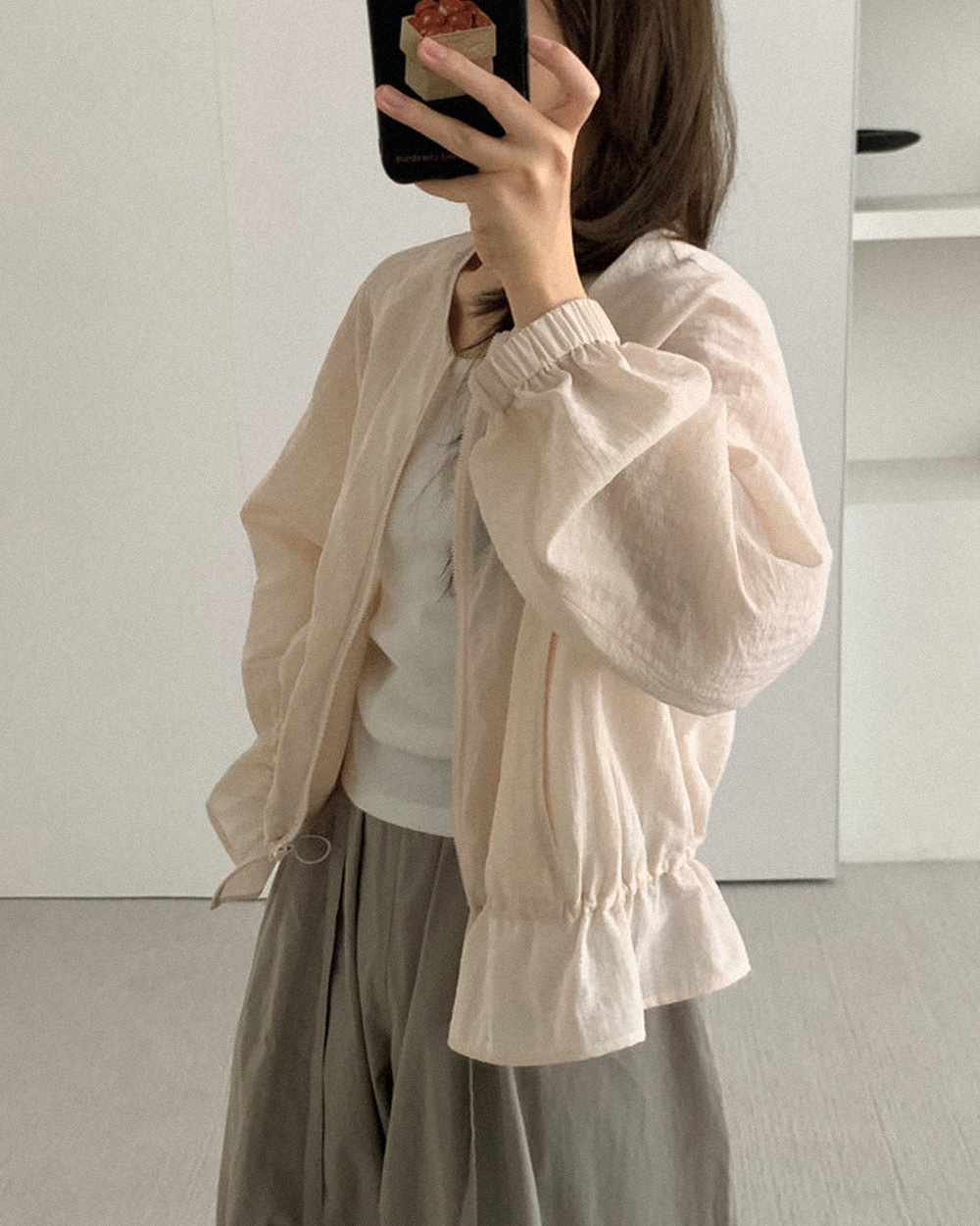 天絲傘擺防曬外套-淺粉