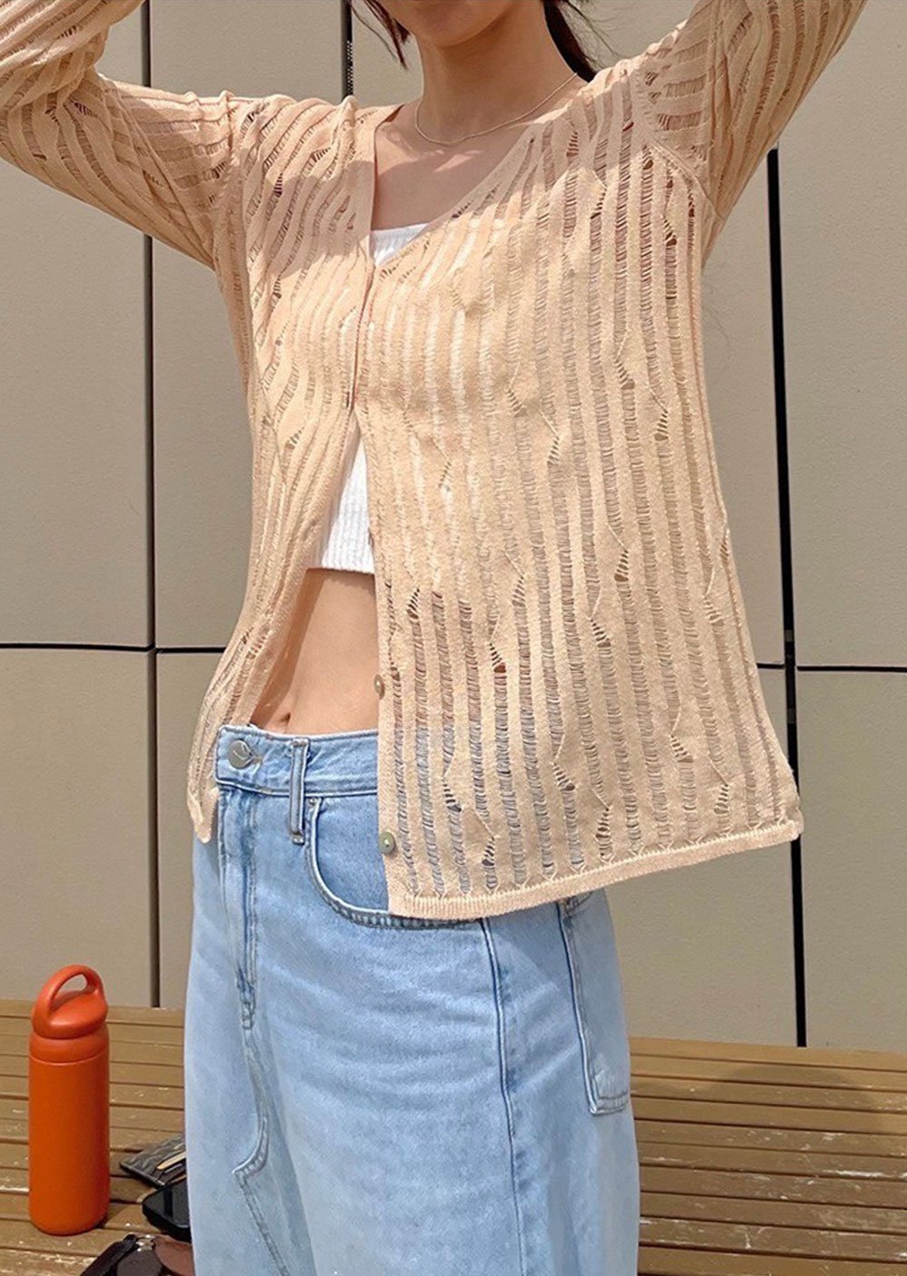 亞麻天絲紋理針織外衫