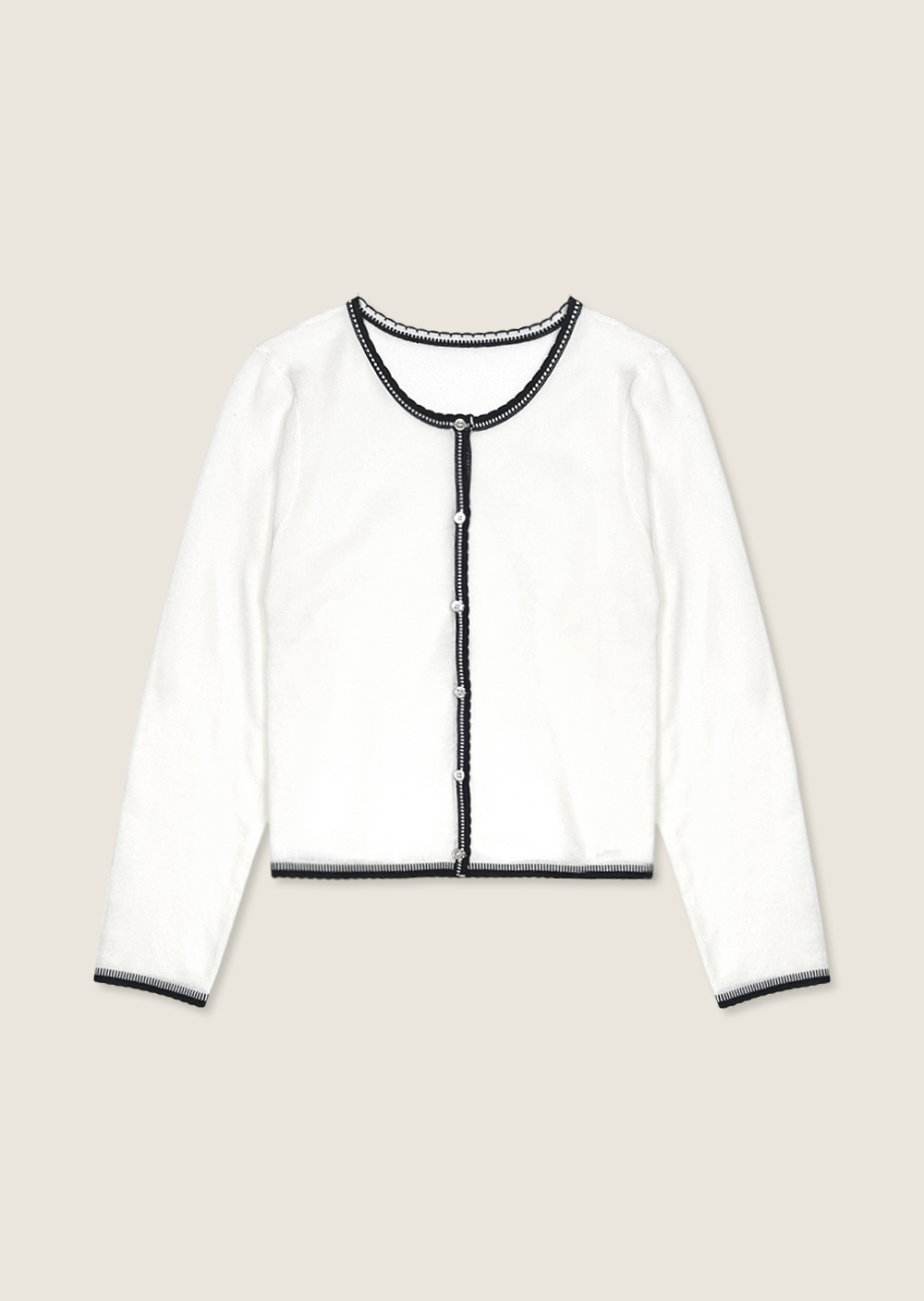 亞麻撞色開襟外套-杏