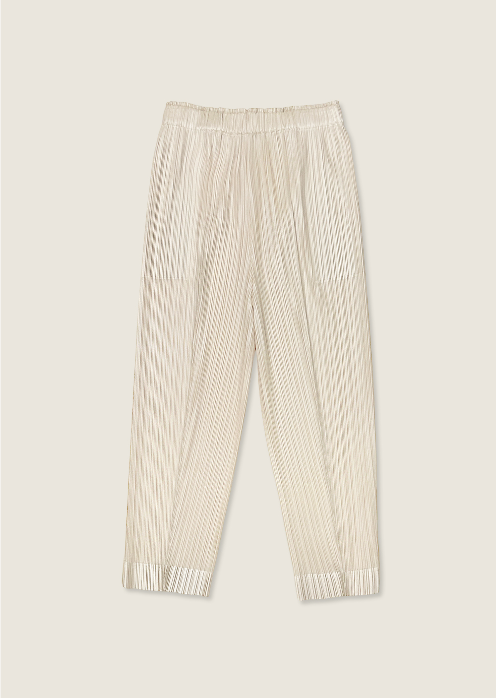 壓褶鬆緊萬能褲-杏