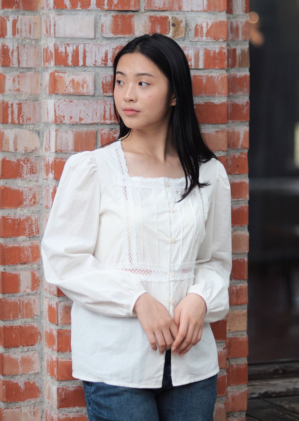 韓國純棉蕾絲上衣
