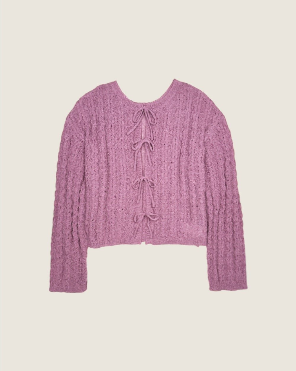 witharch前後穿綁帶開襟衫-粉紫