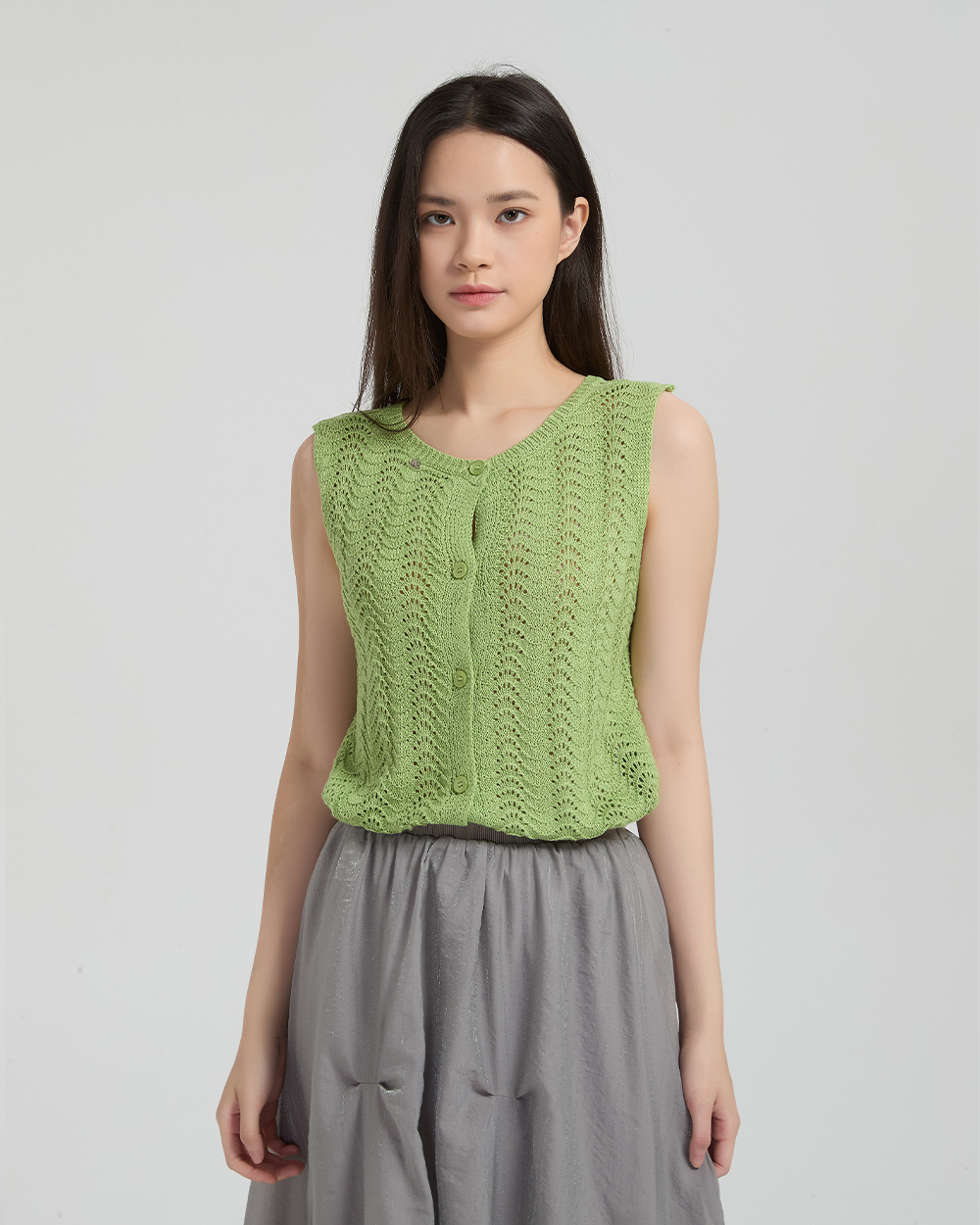 witharch法式鉤織背心-綠