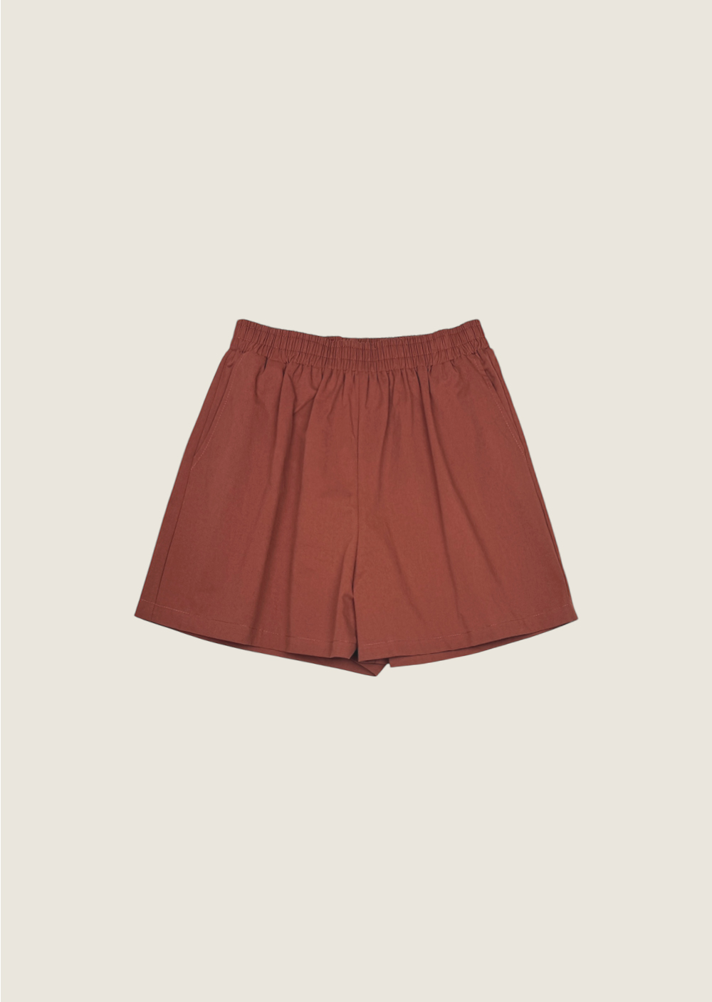 棉質鬆緊短褲-紅