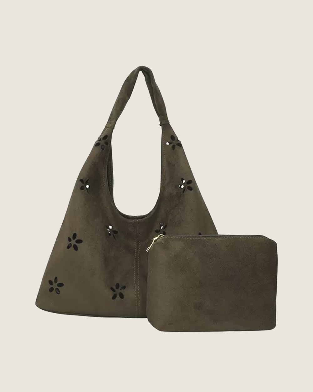 鏤空花朵肩背包-深咖