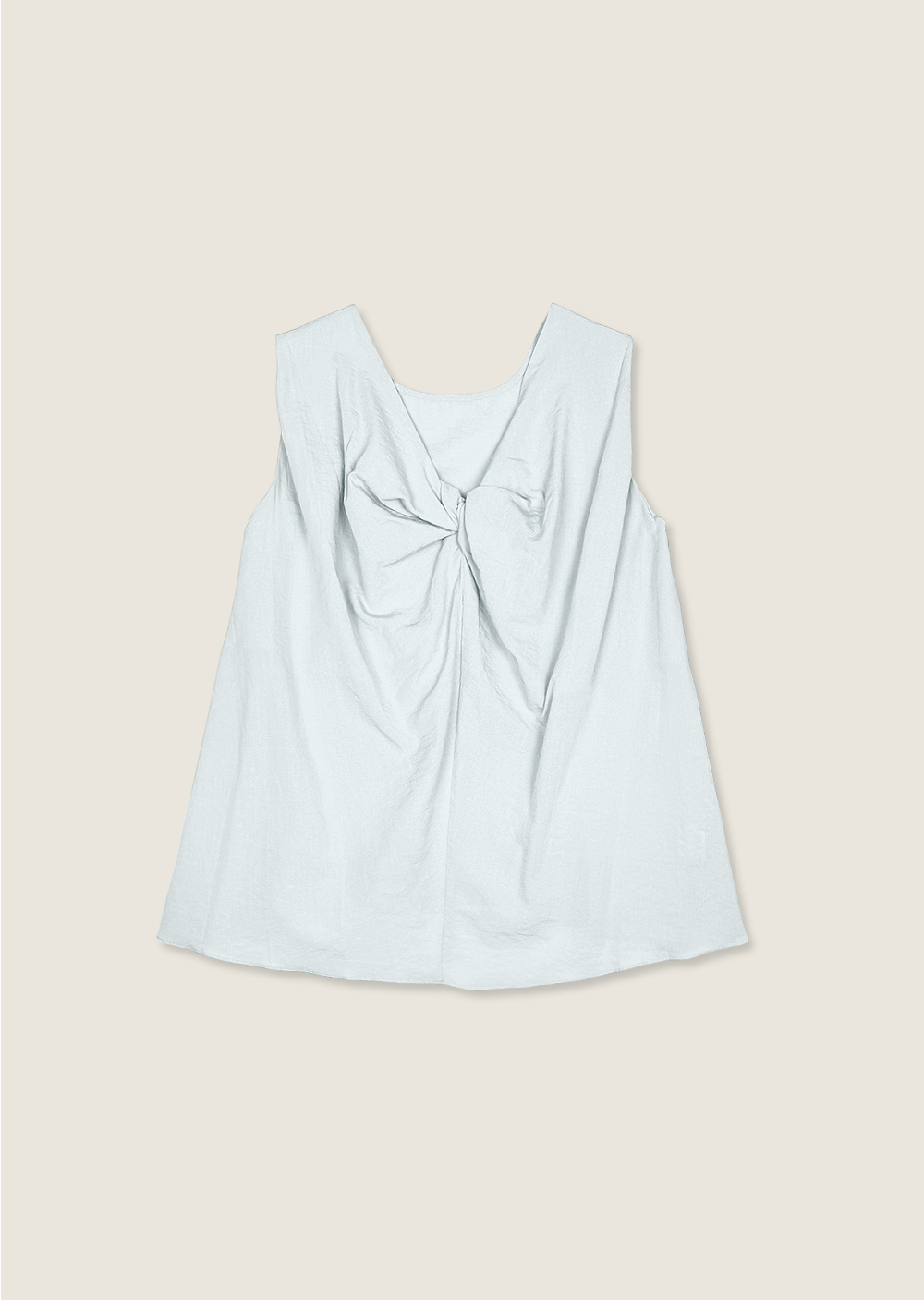 紐結美背長版上衣-灰藍