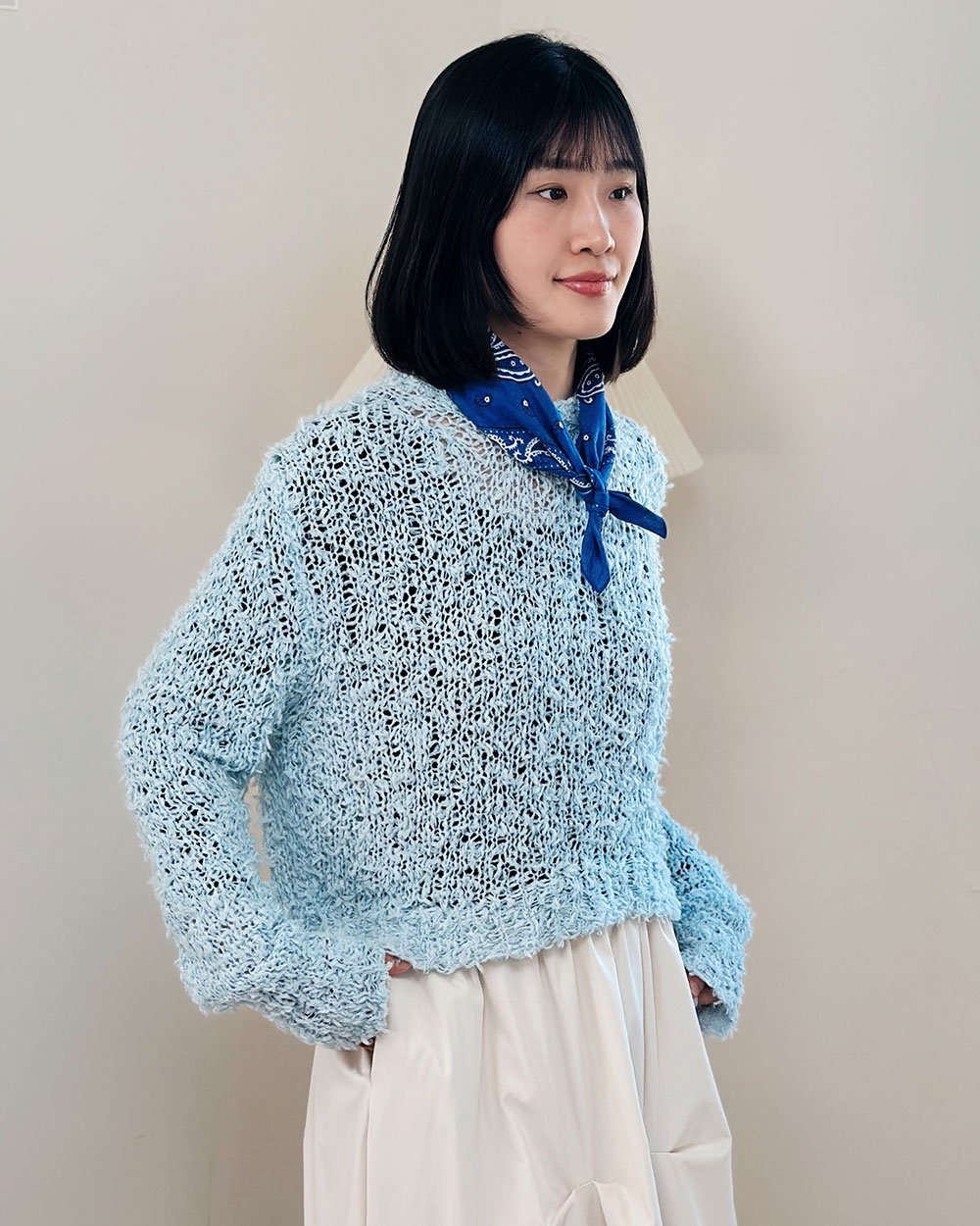 QQ毛圓領毛衣-藍