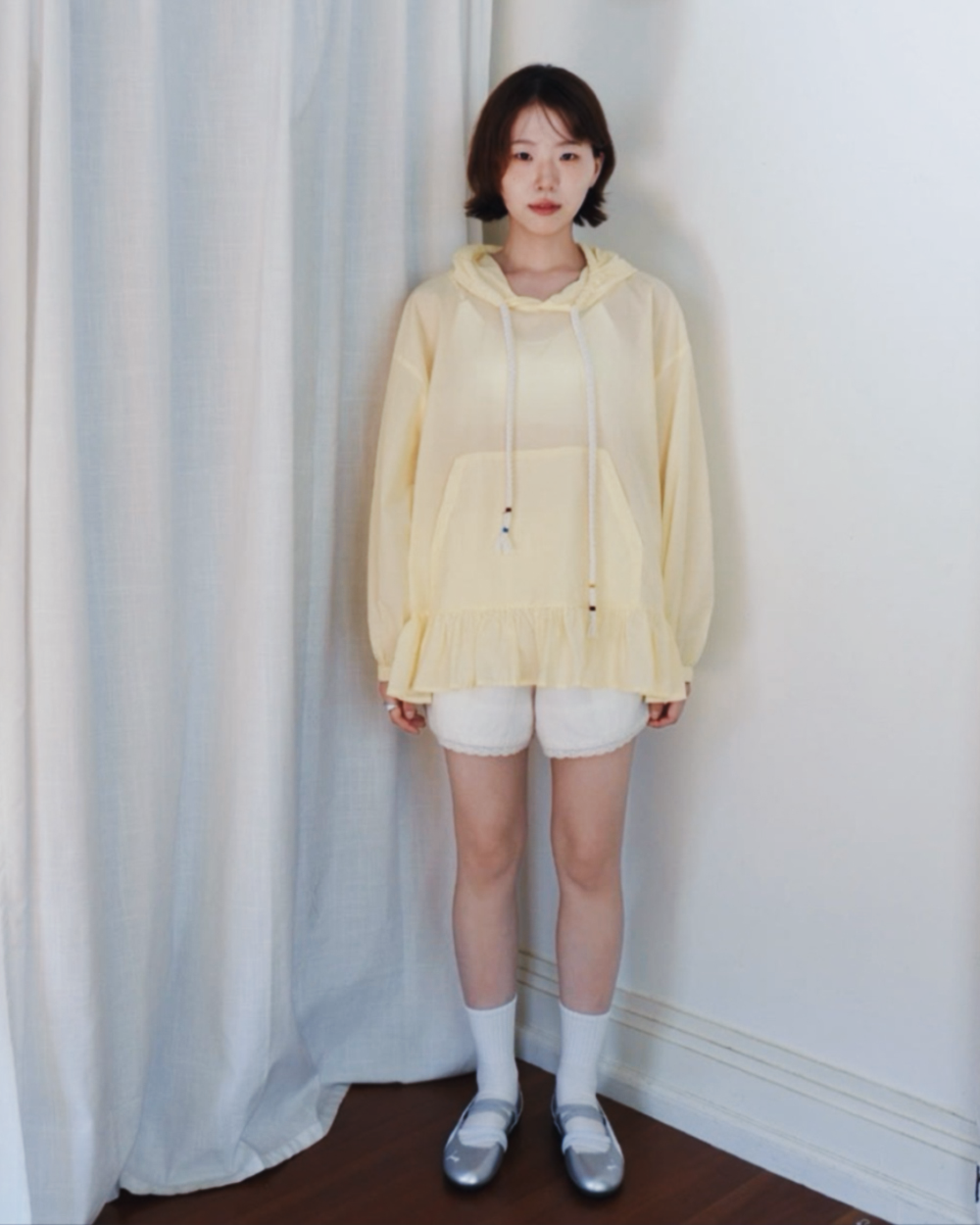 清透連帽傘擺防曬衫-黃