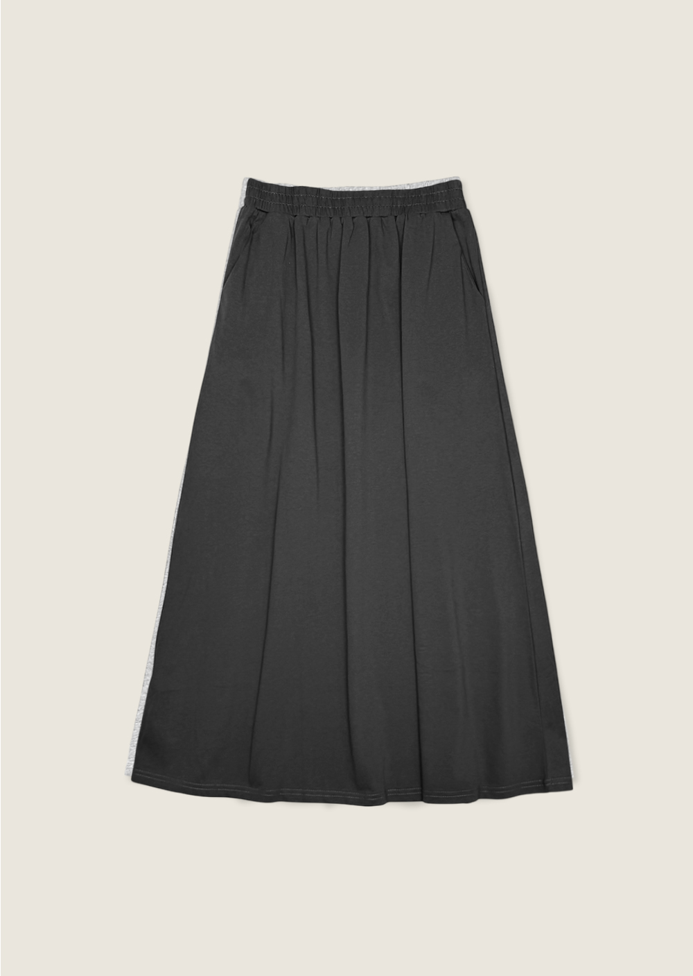 棉質微柔口袋長裙-深灰