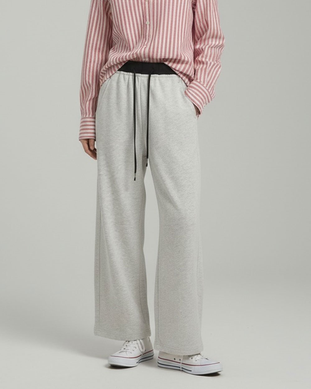 顯瘦鬆緊彎刀褲-花灰