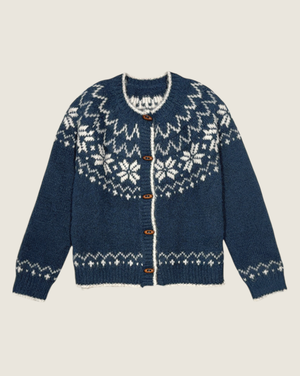 北歐雪花木扣外套-藍