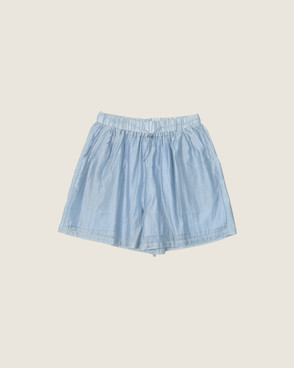 清透天絲鬆緊短褲-藍