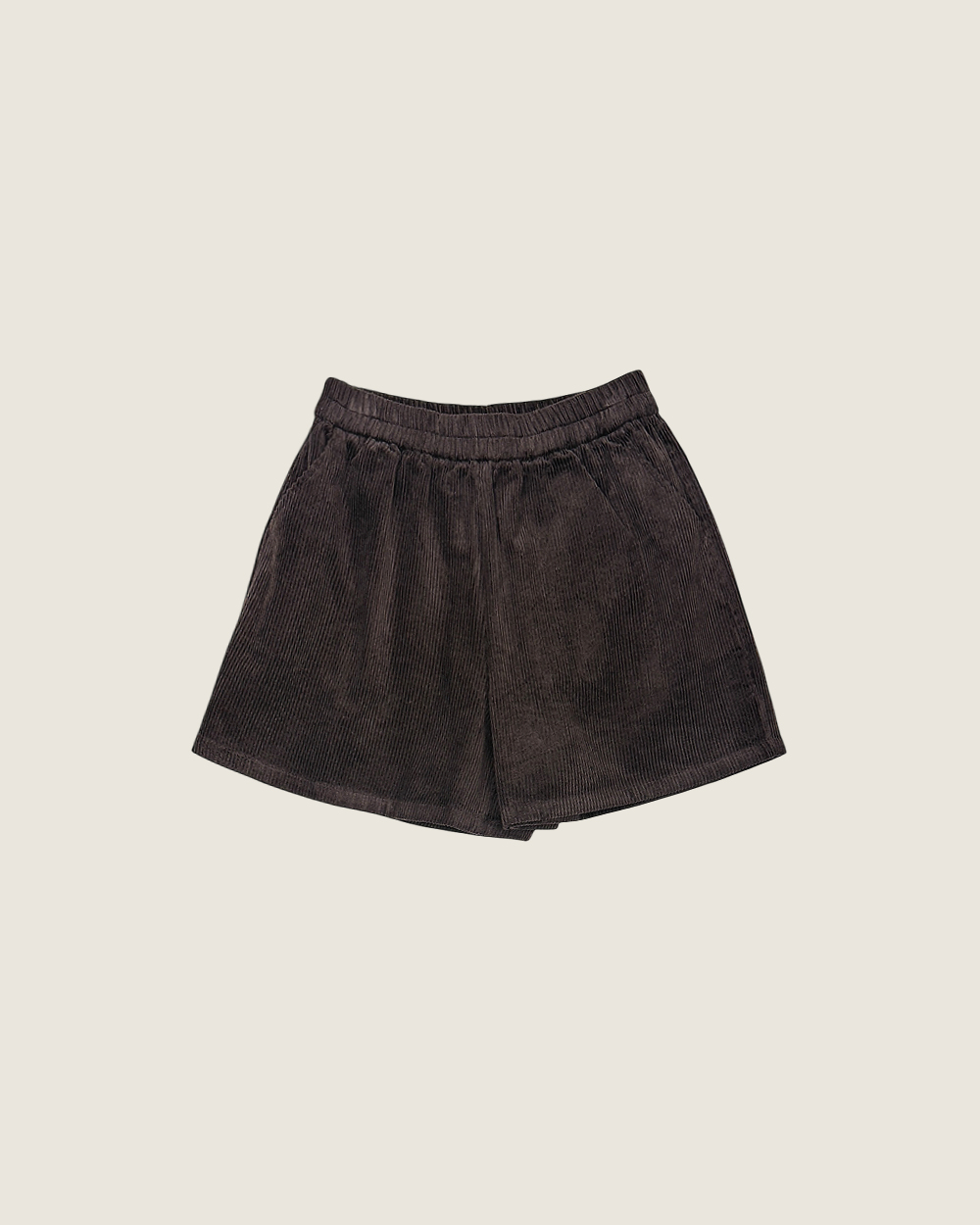 燈心絨萬能短褲-咖
