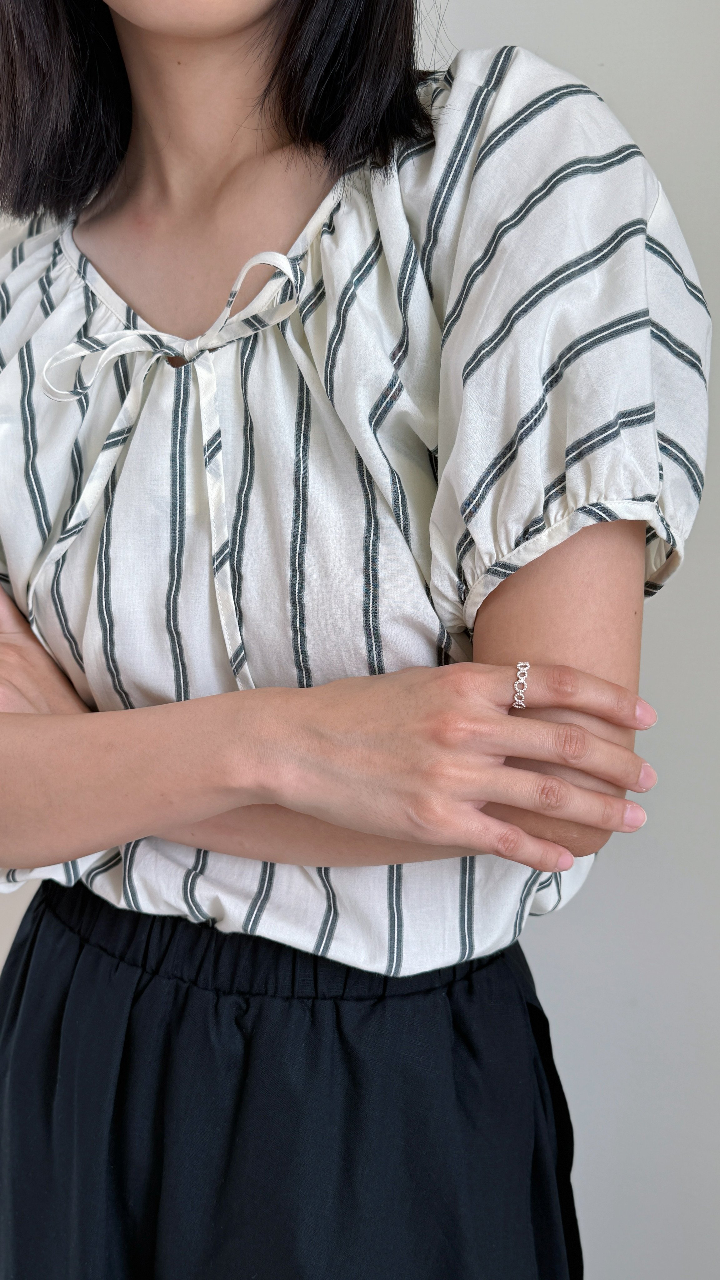 天絲復古條紋短衫