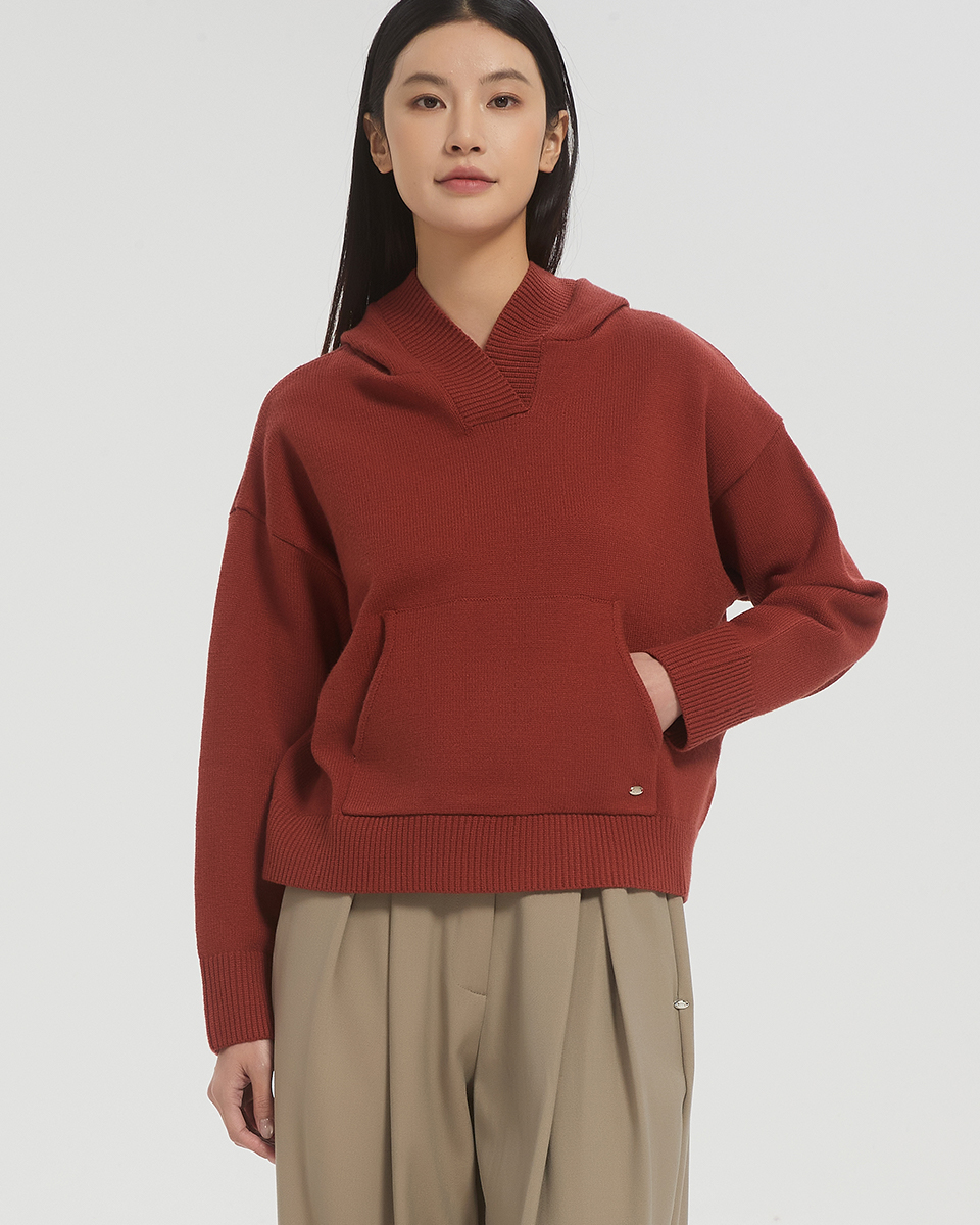 witharch抗起球連帽大學t-紅