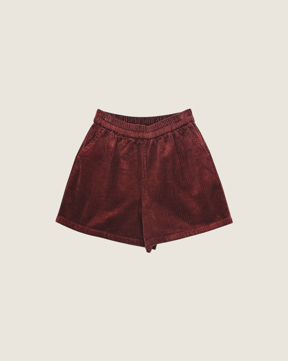 燈心絨萬能短褲-紅