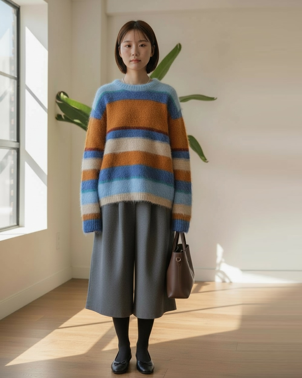 色彩千層糕毛衣