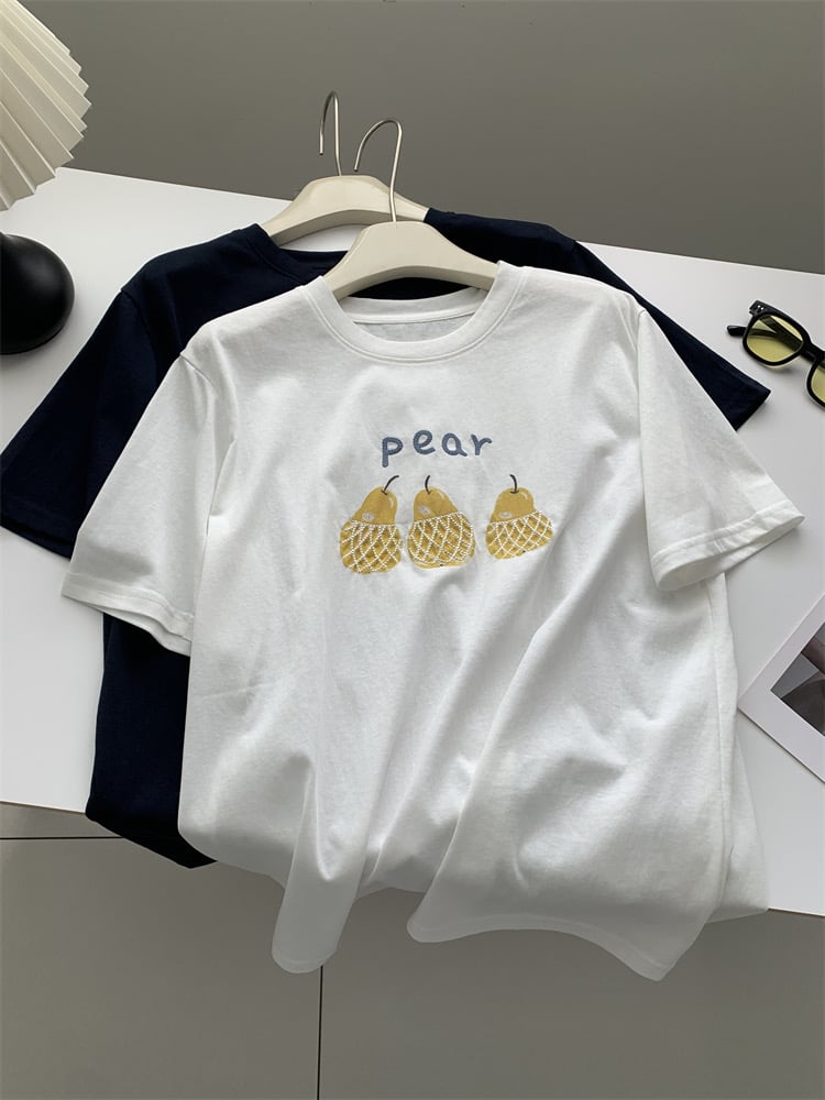 韓系減齡印花 涼感雪花棉 短袖女夏季薄款T恤 738