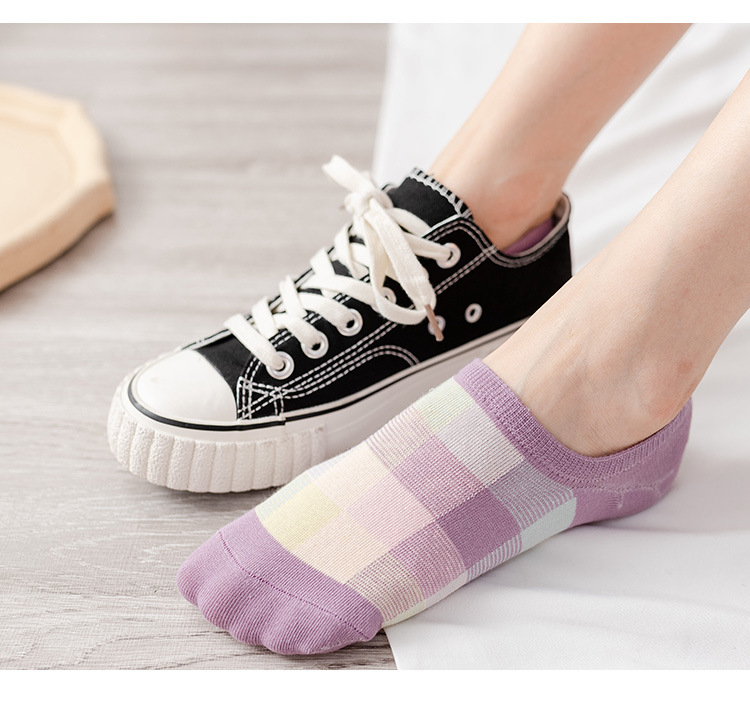 格紋防滑淺口襪  19