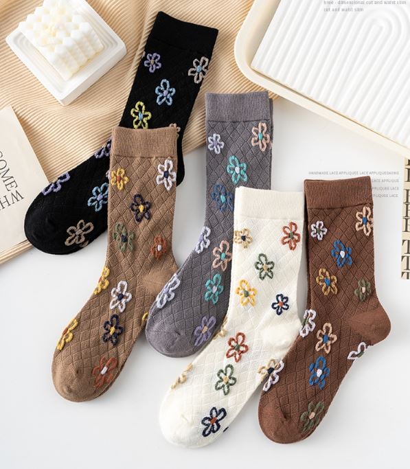 小花中筒襪吸汗透氣百搭女襪04