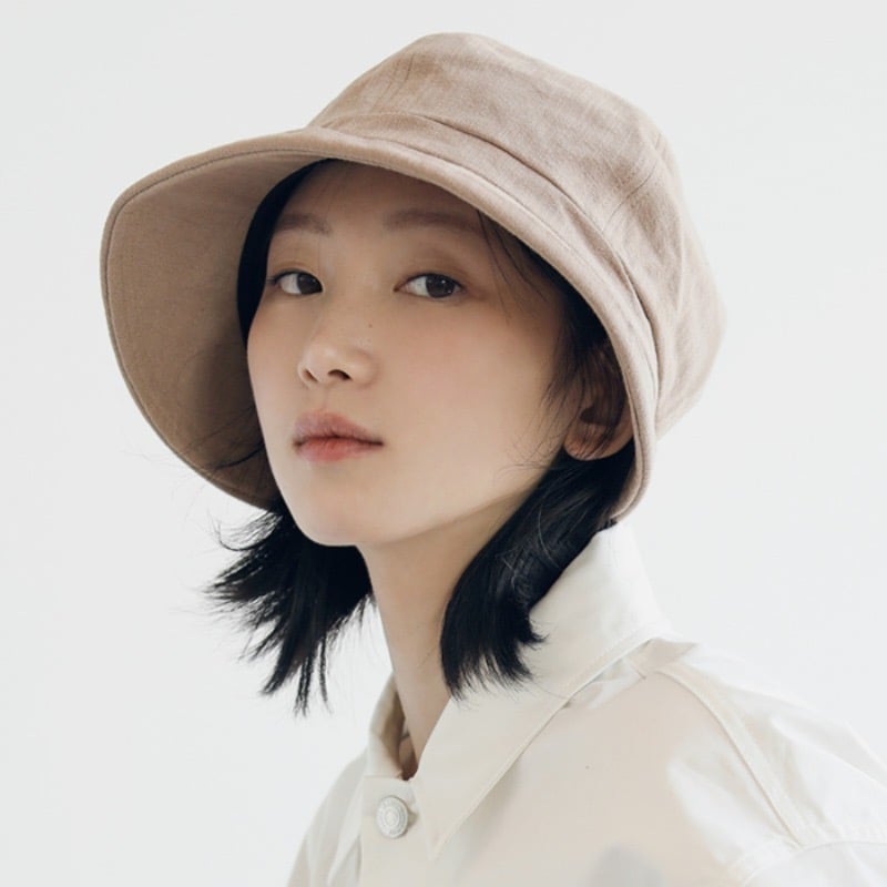 韓系文青素色漁夫帽 大帽簷遮陽帽 防曬顯小臉 百搭棉麻感 女生盆帽 n265017