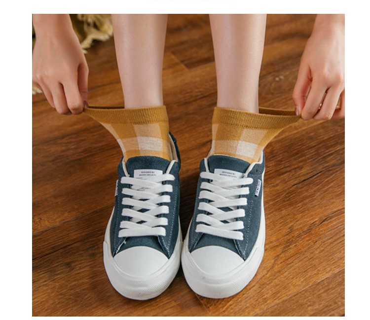 薄款女格子短襪棉襪 46