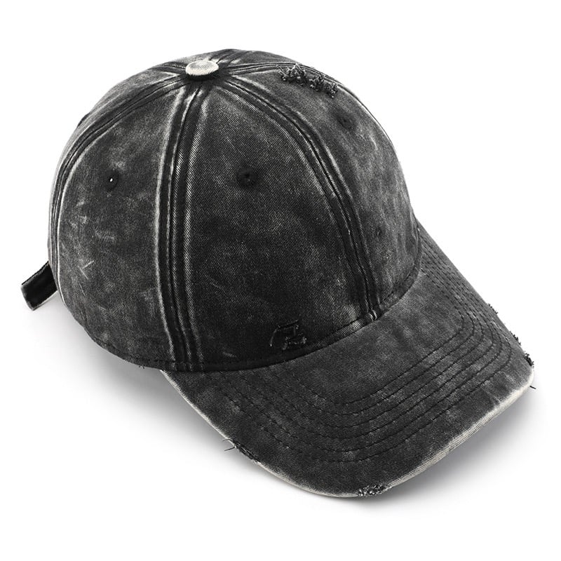 日系復古 破洞做舊 純色 鴨舌帽 棒球帽 戶外 出行 防曬 遮陽帽 百搭 潮流 n60037