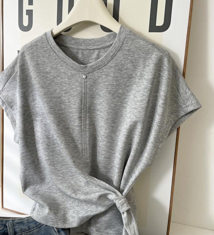 不規則下擺系帶 短袖T恤極簡收腰顯瘦   721