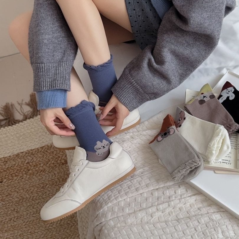 後跟立體卡通動物  中筒襪ins潮 可愛無骨襪   57