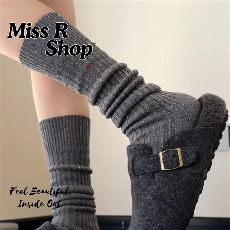 (冬襪)復古彩點襪 拉直變成小腿襪    n112