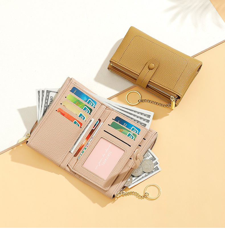 日系中長款多卡位 收納兩折零錢包  n570