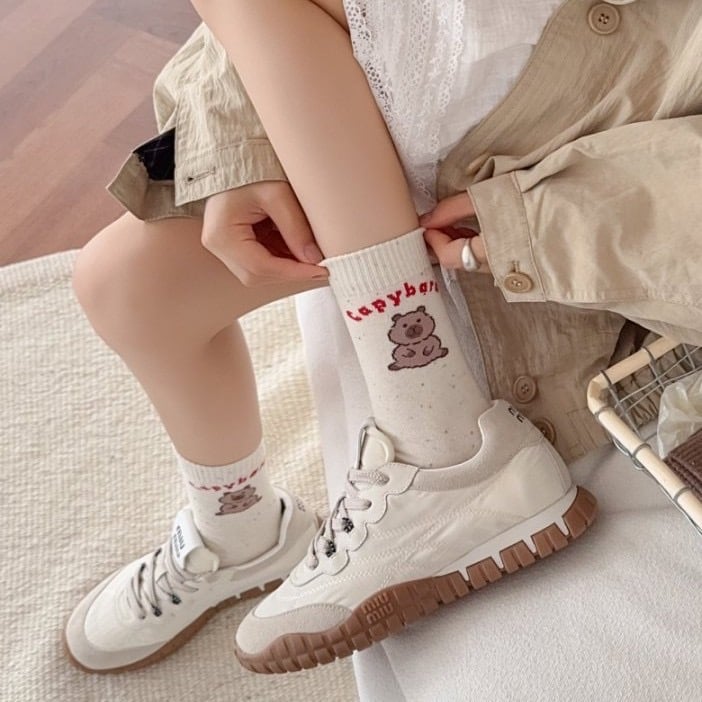 卡通動物ins潮 休閒運動學院風 中筒襪棉襪  53