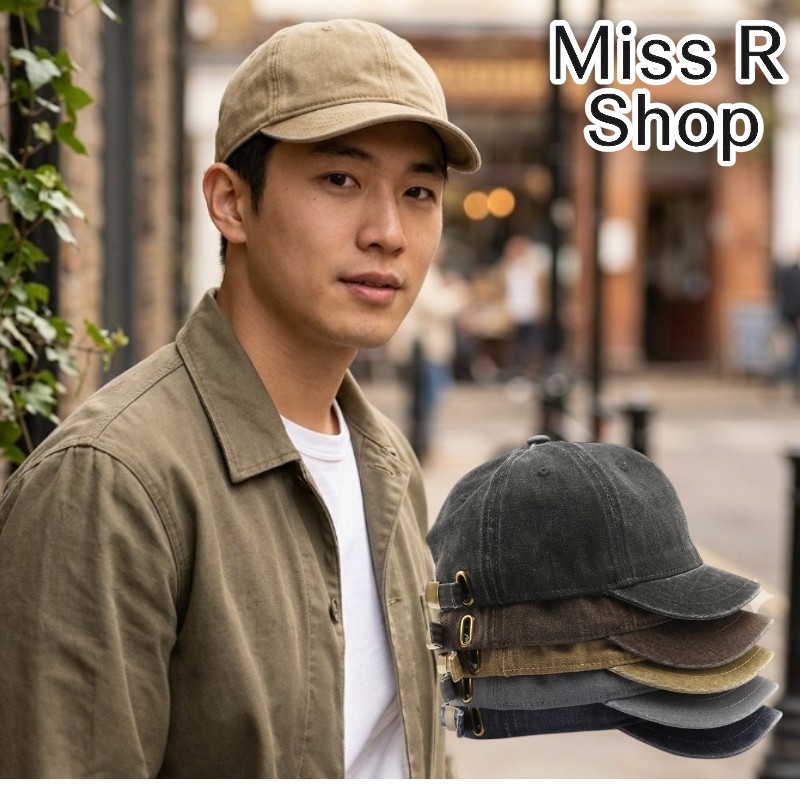 日系工裝 短簷棒球帽 復古 水洗 軟頂鴨舌帽 短帽簷 顯臉小 遮陽帽 帥氣 百搭 男女 n60038