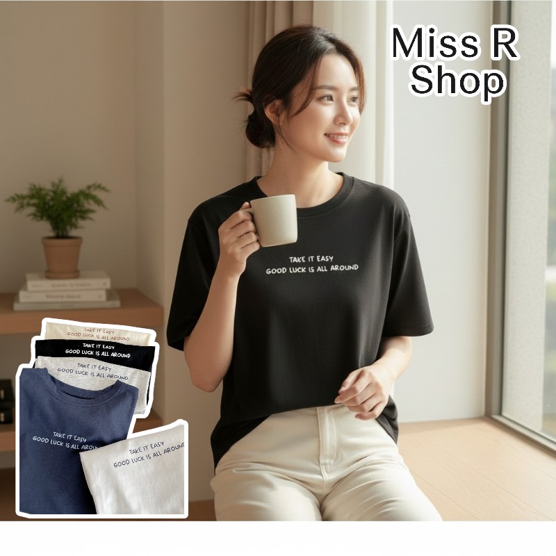 春夏好運手寫字 短袖T恤 韓系日系 純棉透氣 寬鬆顯瘦 正韓感 字母上衣 ins百搭 學生 n60006
