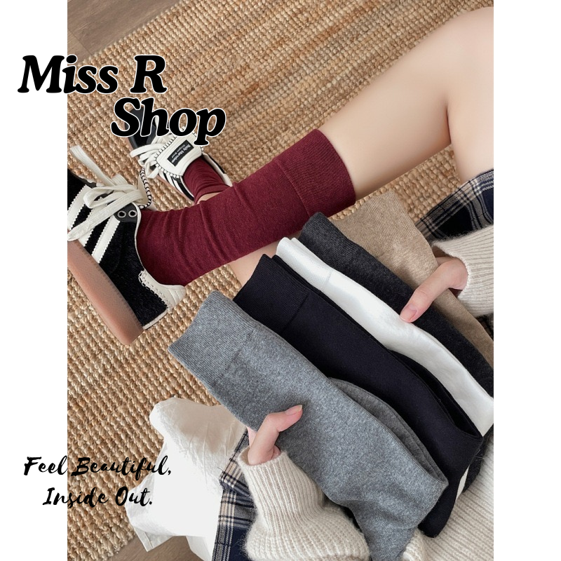 安可拉紅襪子 長筒襪韓系學院風 純色堆堆襪    n118