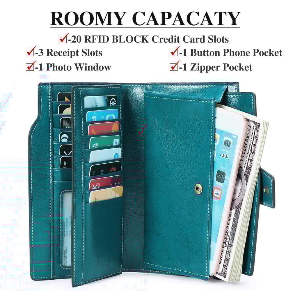 真皮錢包 長款韓版油蠟牛皮 女式多卡位錢夾  n559