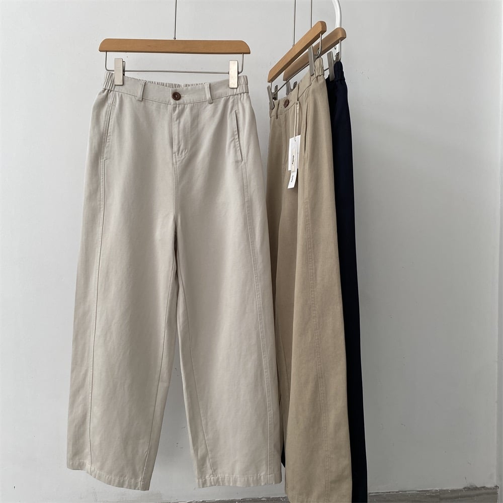 棉寬鬆休閒褲 高腰顯瘦 百搭闊腿九分褲 春秋款 休閒 時尚 潮流 女褲 百搭 舒適n60013