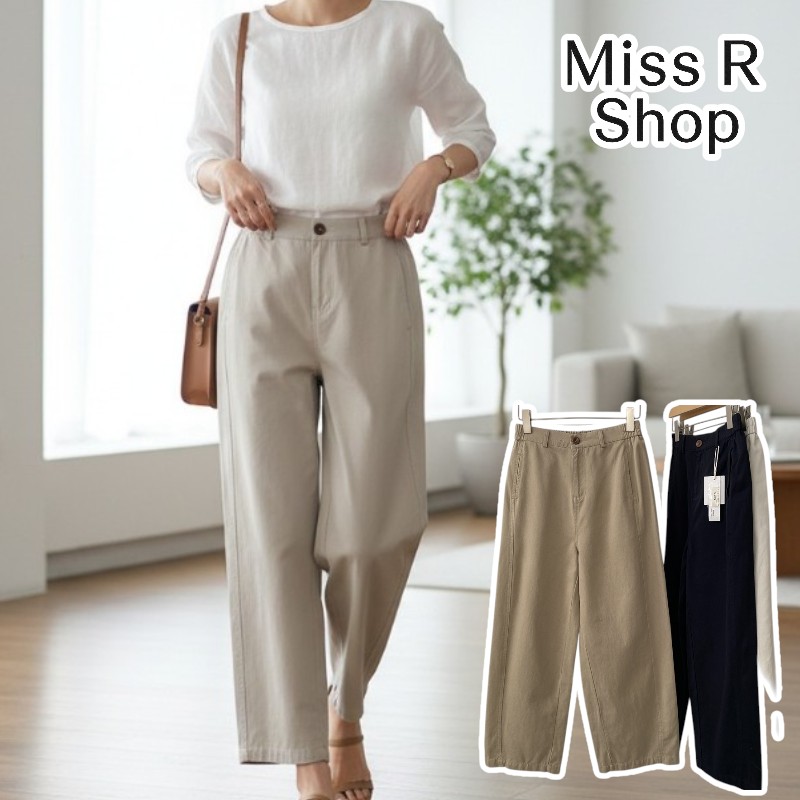 棉寬鬆休閒褲 高腰顯瘦 百搭闊腿九分褲 春秋款 休閒 時尚 潮流 女褲 百搭 舒適n60013