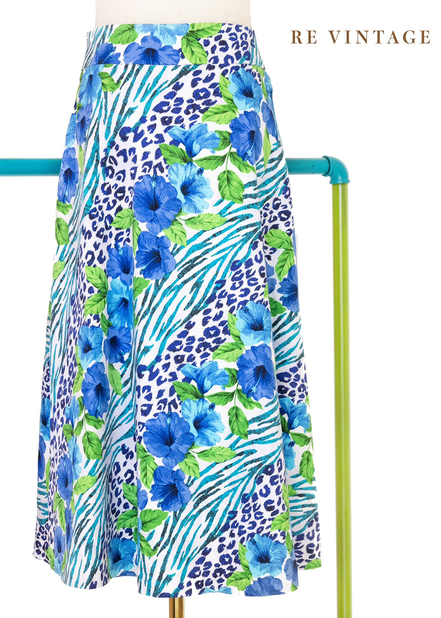 海島放肆夏天藍花中長裙（26"）