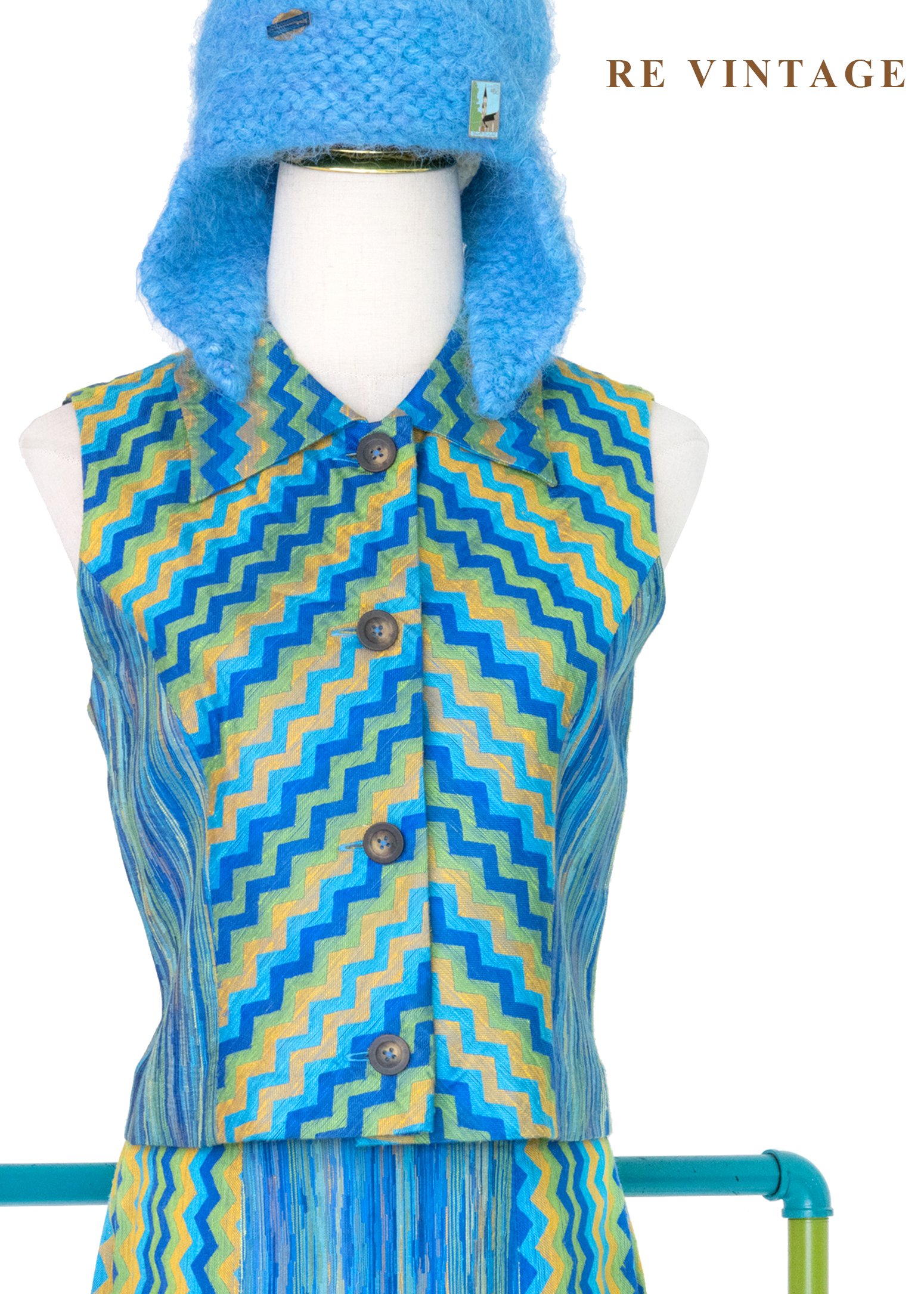 套裝上衣 - 藍調信號像素浪潮上衣