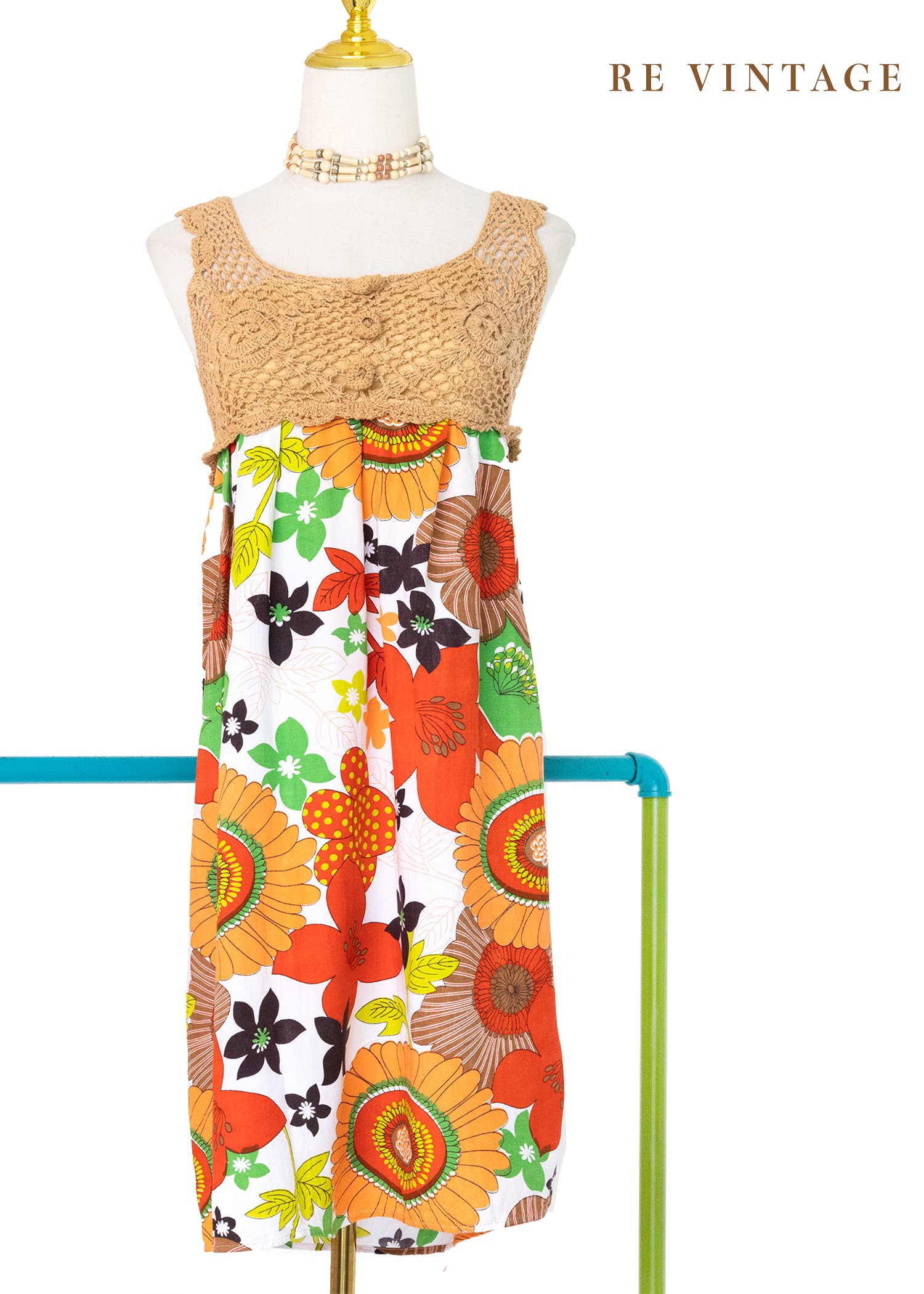 盛夏花朵鉤針花朵迷你洋裝