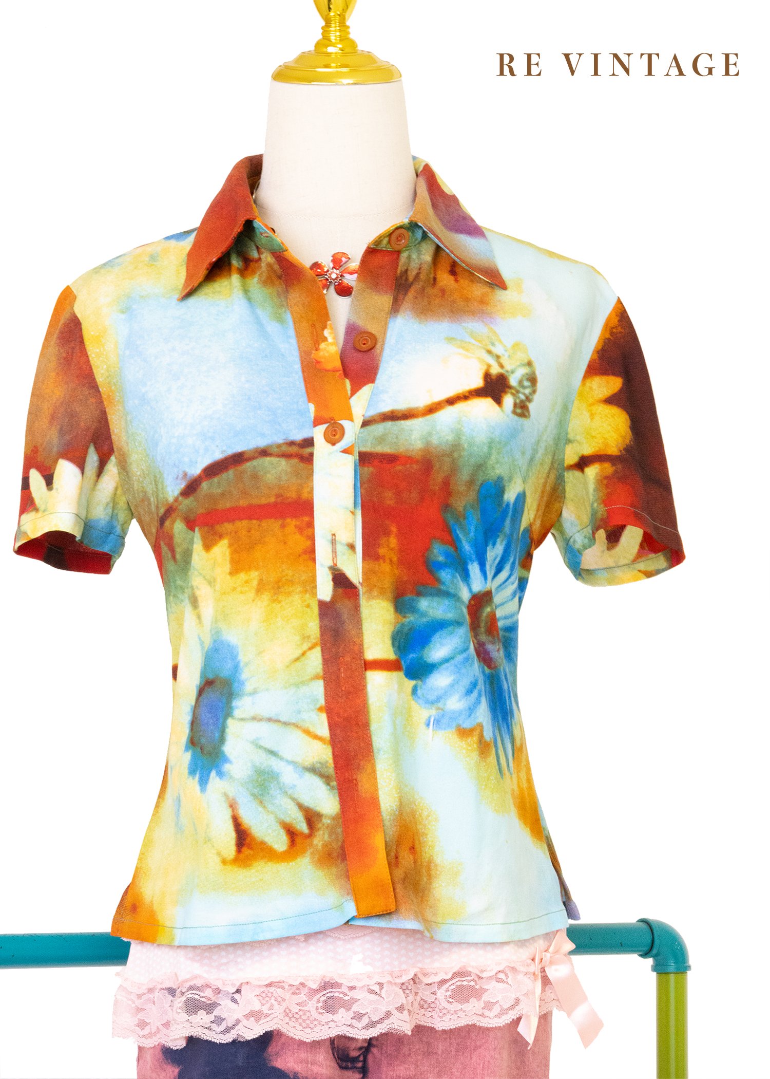 午後の畫布花語流動筆觸上衣